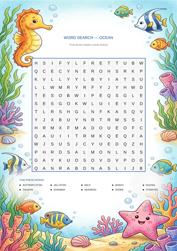 Sample word search page