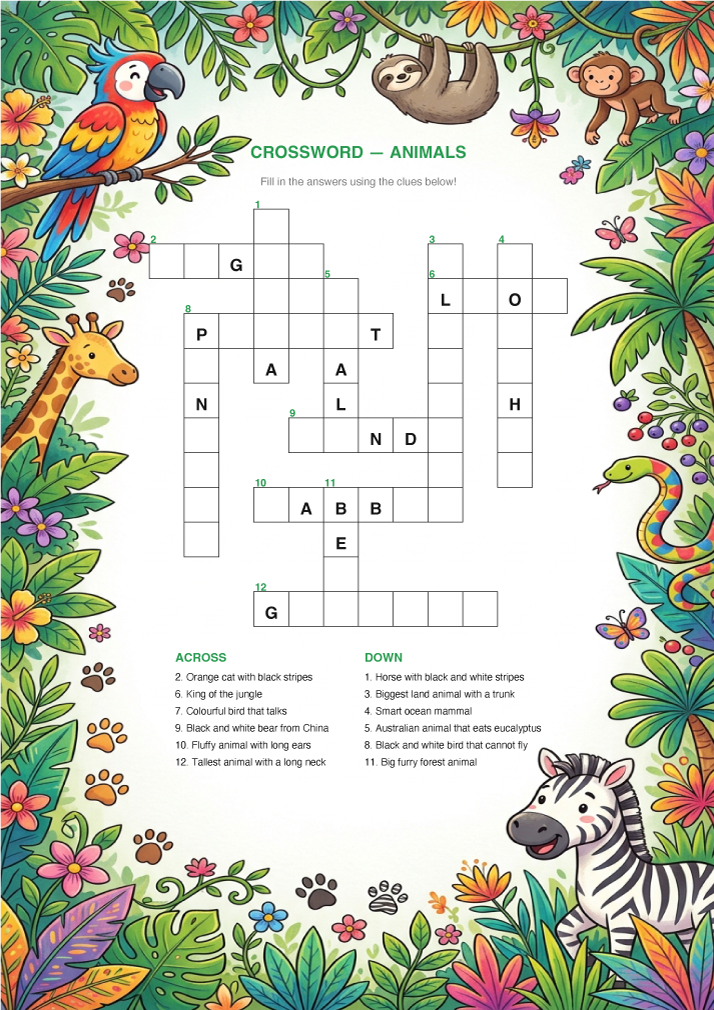 Sample crossword page